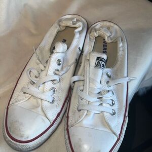 Converse White and Red Low-Top Shoes